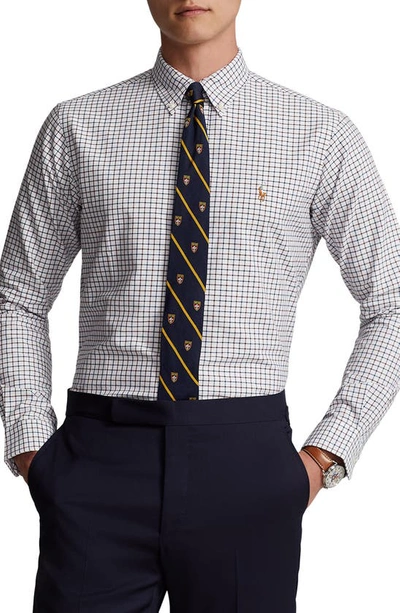 Polo Ralph Lauren Classic Fit Checked Oxford Shirt In White/wine Check