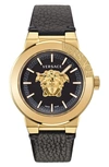 Versace Medusa Infinite Leather Watch In Ip Yellow Gold
