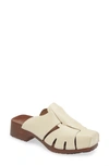 Hereu Licia Cutout Leather Loafer Clogs In Custard