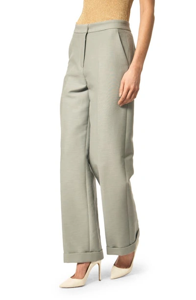 Interior Nico Cuffed-hem Suit Trousers In Slate