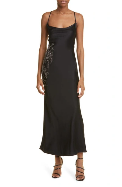 Jason Wu Collection Slip Dress With Beaded Applique Detail In Black