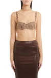 Dolce & Gabbana Sheer-lace High-neck Bouse In Beige