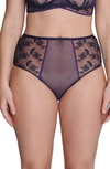 SIMONE PERELE ADELE HIGH WAIST LACE & MESH BRIEFS