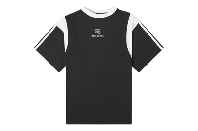 Pre-owned Balenciaga Boxy Side Striped Sporty B Logo T-shirt Black/white