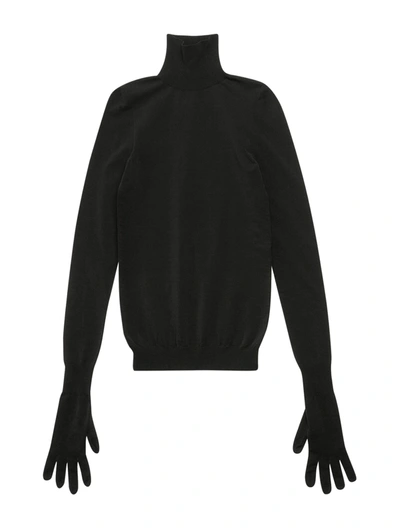 Balenciaga Women's Gloves Sweater In Black