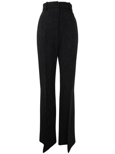 Balmain Hw Lurex Striped Straight Pants In Ead Noir Or