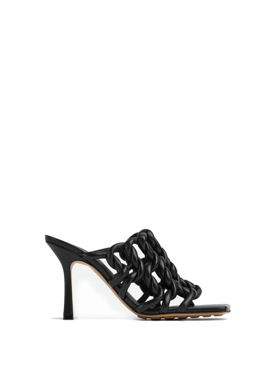 Bottega Veneta Lambskin Caged Mule Sandals In Black