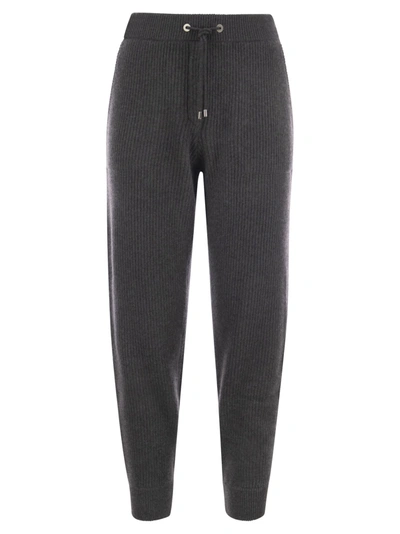 Brunello Cucinelli Cotton-silk Fleece Trousers With Shiny Pocket In Black