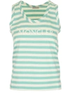 Moncler Mint Green Striped Tank Top With Logo