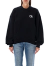 Off-white Flock Ow Logo Crewneck Sweatshirt In Black/white
