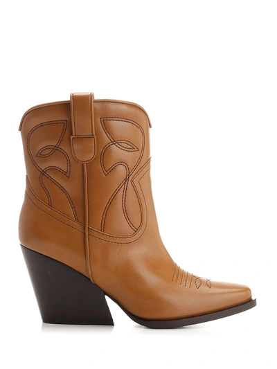 Stella Mccartney Faux Leather Cowboy Boots In Brown