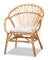 Baxton Studio Benicia Modern Bohemian Rattan Dining Chair In White
