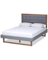 BAXTON STUDIO BAXTON STUDIO EMELE MODERN TRANSITIONAL UPHOLSTERED & WOOD FULL PLATFORM BED