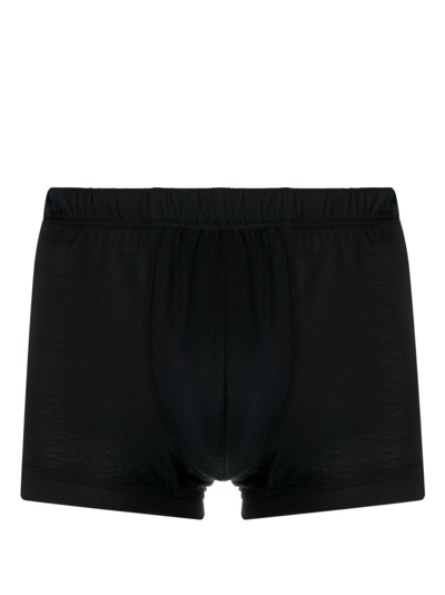 Hanro Elasticated-waistband Cotton Boxers In Black