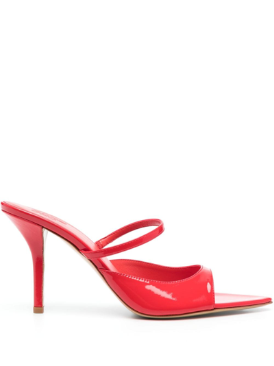 Gia Borghini Aimeline Patent Stiletto Slide Sandals In Red