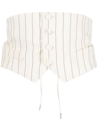 Jean Paul Gaultier Striped Corset-style Top In White