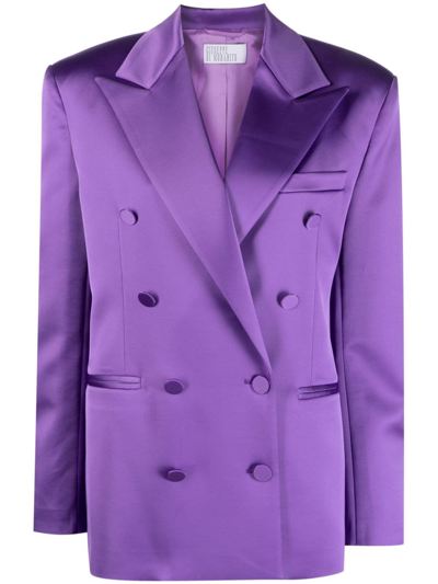Giuseppe Di Morabito Double Breasted Boxy Satin Blazer In Purple