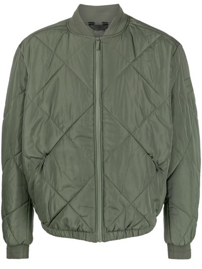 Calvin Klein Logo-patch Padded Bomber Jacket In Green