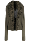 Blumarine Fringed Wool Cardigan In Brown