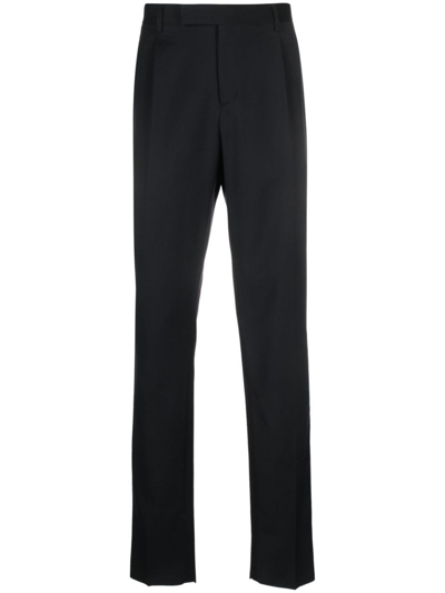 Lardini Mid-rise Straight-leg Wool Trousers In Black