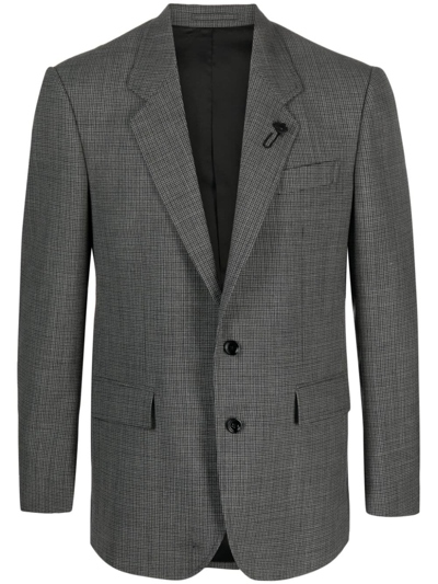 Lardini Checked Wool-blend Blazer In Grey
