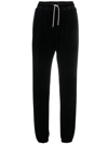 Alexandre Vauthier Rhinestone-drawstring Velvet Track Pants In Black