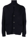 Tagliatore Textured Knit Cardigan With Deep V-neck In Black
