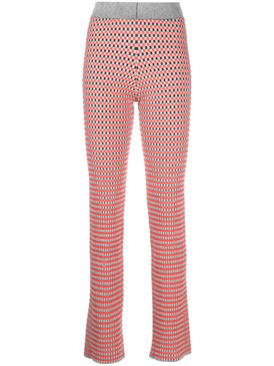 Rabanne Check-pattern Ribbed-knit Trousers In Multicolor