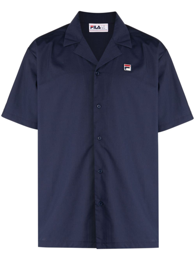 Fila Logo-patch Camp-collar Shirt In Blue