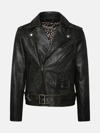 Golden Goose Leather Biker Jacket In Black