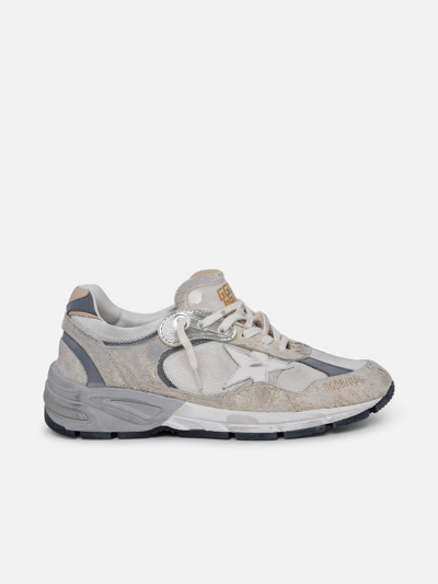 Golden Goose Dad Star Sneakers In White And Grey Cowhide Blend