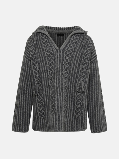 Alanui The Waves Grey Virgin Wool Riding Sweater