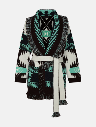Alanui Icon Cardigan In Multicolor Cashmere In Brown
