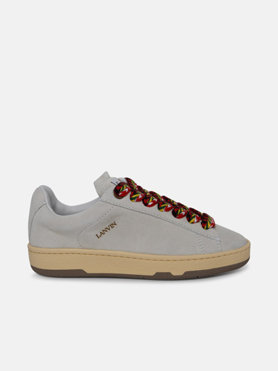 Lanvin Lite Carb Suede Ivory Calf Leather Sneakers In White