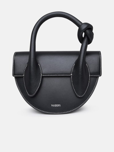 Yuzefi Black Leather Pretzel Bag