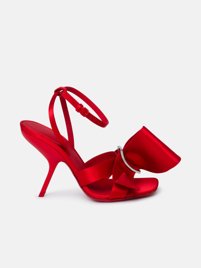 Ferragamo Helena Sandals In Red Satin