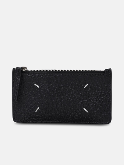 Maison Margiela Four Stitches Wallet In Black Hammered Leather