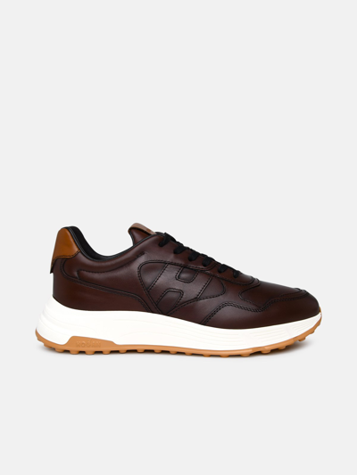 Hogan Hyperlight Leather Sneakers In Brown