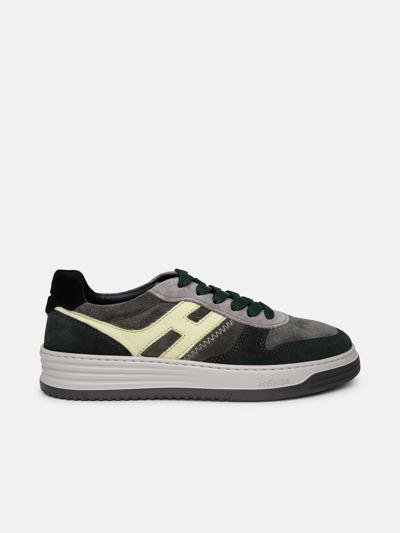 Hogan Multicolor Suede Sneakers In Green