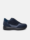 Hogan Blue Leather Sneakers In Blue
