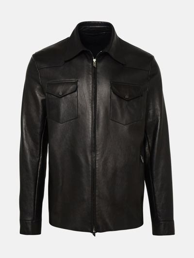 Salvatore Santoro Brown Leather Jacket In Black