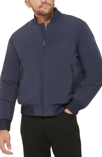 Dkny Stretch Bomber Jacket In Navy