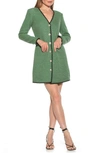 Alexia Admor Zayla Long Sleeve Button Front Tweed Dress In Green