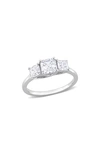 Delmar Octagon Cut & Asscher Cut Moissanite Ring In White