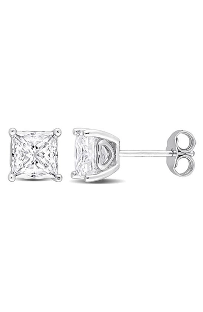 Delmar Square Created Moissanite Stud Earrings In White