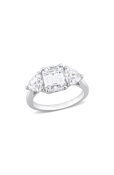 Delmar Octagon Cut & Trilliant Cut Moissanite Ring In White