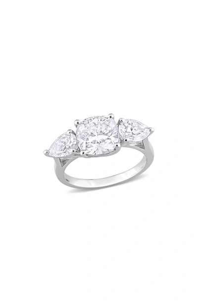 Delmar Cushion Cut & Pear Cut Moissanite Ring In White