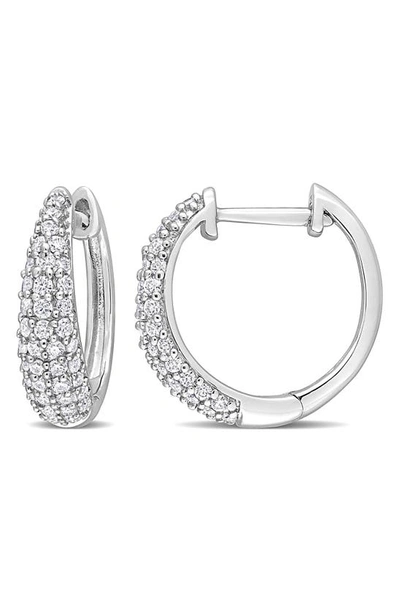 Delmar Created Moissanite Hoop Earrings In White