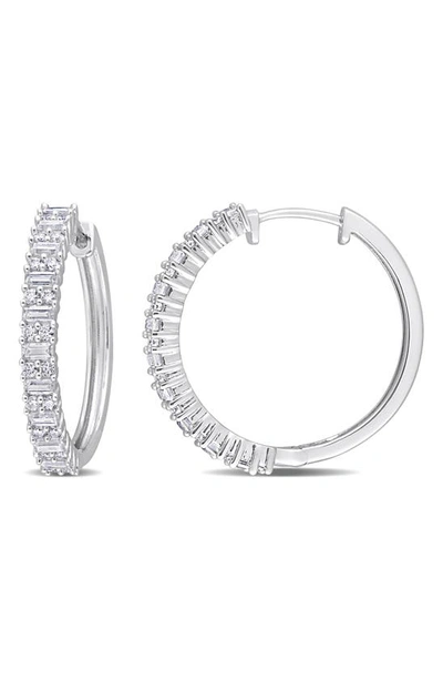 Delmar Created Moissanite Hoop Earrings In White