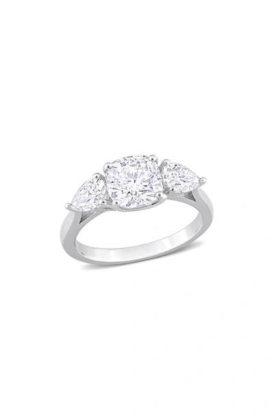 Delmar Cushion Cut & Pear Cut Moissanite Ring In White